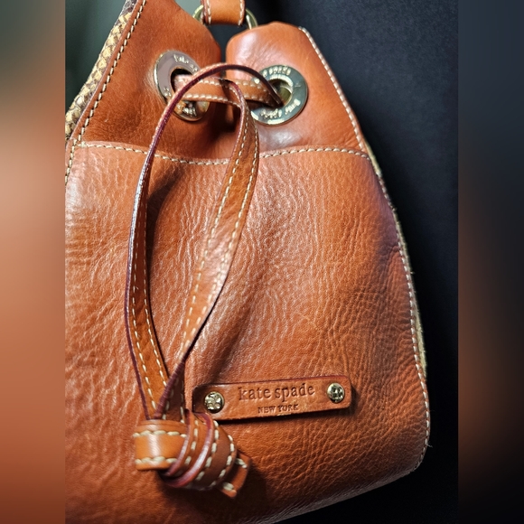 Vintage Kate Spade Snakeskin Drawstring Shoulder Bag - Picture 5 of 15